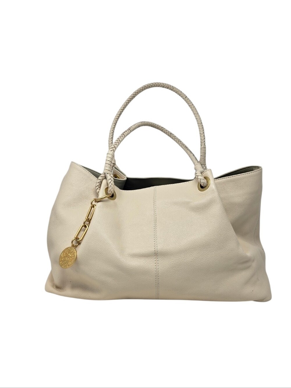 Vince Camuto Eshva Pebbled Leather Large Tote Bag Warm Vanilla Cream